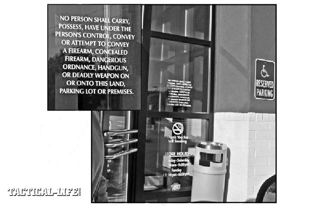 It’s “asking for trouble” to “go where you’re not wanted.” Taking time to read the fine print on the door of this jewelry store in the usually gun-friendly NH…