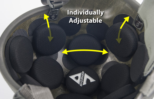 A7 Helmets BioRMR ASH21 individually adjustable pads