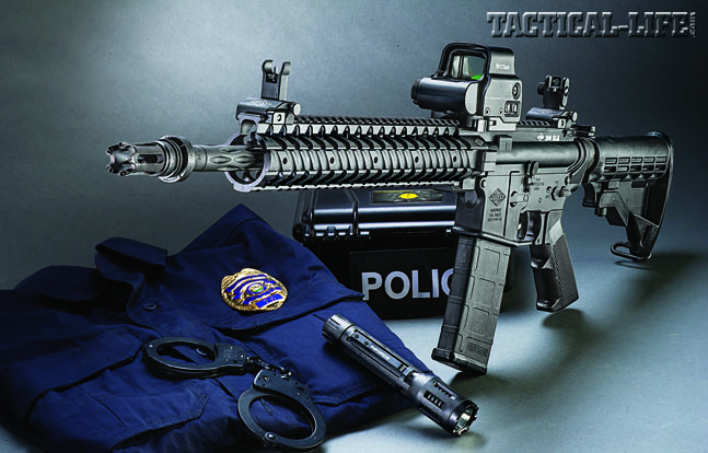Yankee Hill Machine’s SLR (Slim, Light, Railed) is offered in 300 Blackout, which is becoming the favorite for duty use. Shown here with an EOTech EXPS3-2 Holographic Weapon Sight.