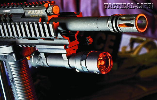 Huldra equips the 16-inch, 1-in-7-inch-twist barrel, made from chrome-moly-vanadium steel, with an A2-style birdcage flash suppressor.