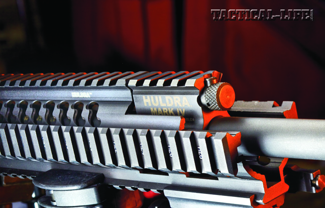 Operators can adjust the Tactical Elite’s Adams Arms gas piston system with the knob above the barrel, just forward of the gas block.