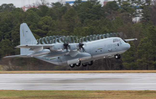 The first KC-130J Super Hercules tanker assigned to a U.S. Marine Corps Reserve squadron was ferried on March 17 from the Lockheed Martin facility in Marietta, Ga. This KC-130J is assigned to the Marine Aerial Refueler Transport Squadron 234 stationed at Naval Air Station Fort Worth Joint Reserve Base, Texas. It will be welcomed with a formal delivery ceremony on March 18 in Fort Worth.