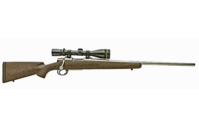 The composite Bell & Carlson Medalist stock, with its full-length aluminum bedding system and Pachmayr Decelerator recoil pad, lends a clean and classic look to the Nesika Sporter.