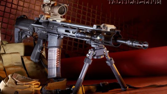 A collaboration between Smith & Wesson and Kyle Lamb of Viking Tactics, the VTAC II 5.56mm carbine is ready to handle any threat that may arise right out of the box. Shown with a Trijicon ACOG, Troy Battle Sights, a SureFire Scout light and an Atlas bipod.