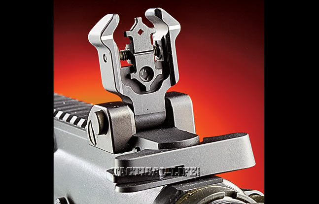 The durable Diamondhead rear sight locks into position quickly when needed, features dual apertures and is fully adjustable for windage.