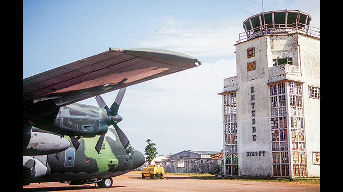 The old Entebbe Airport terminal still has the bullet holes from the 1976 rescue mission.