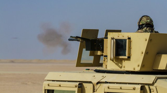 Target training during a vehicle gunnery exercise.