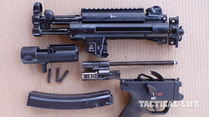 HK SP5K pistol field-stripped