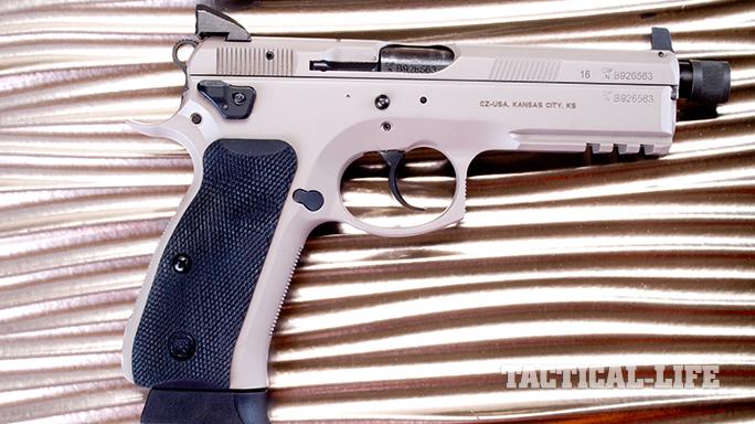 CZ SP-01 Tactical Urban Grey Suppressor-Ready pistol right profile