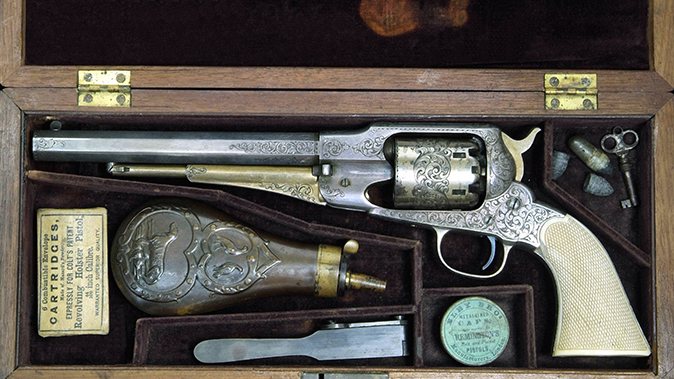 remington revolvers silver and gold