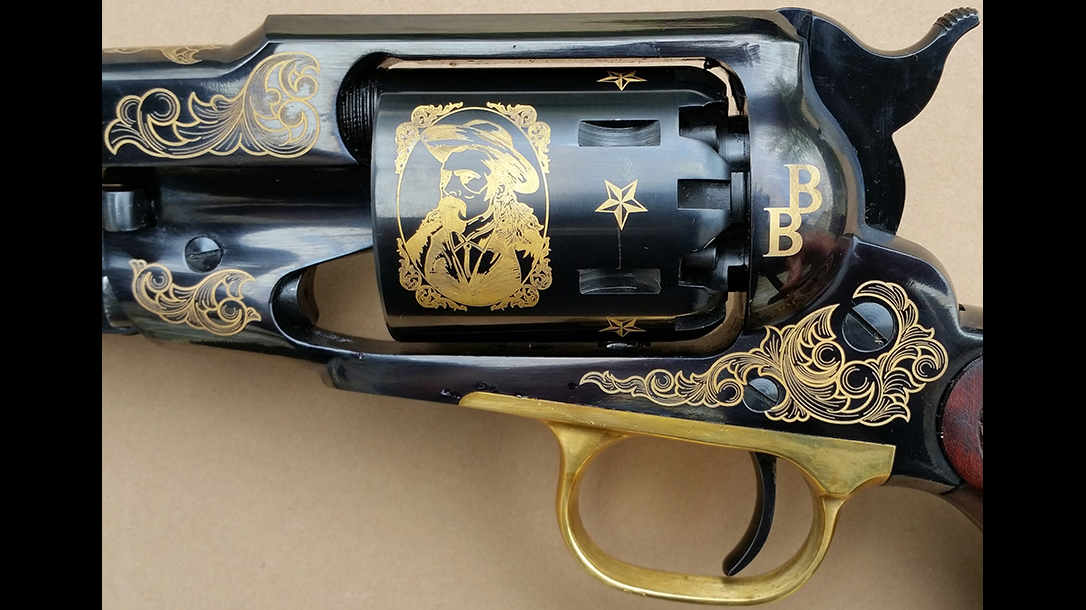 EMF 1858 Buffalo Bill Commemorative revolver engraving