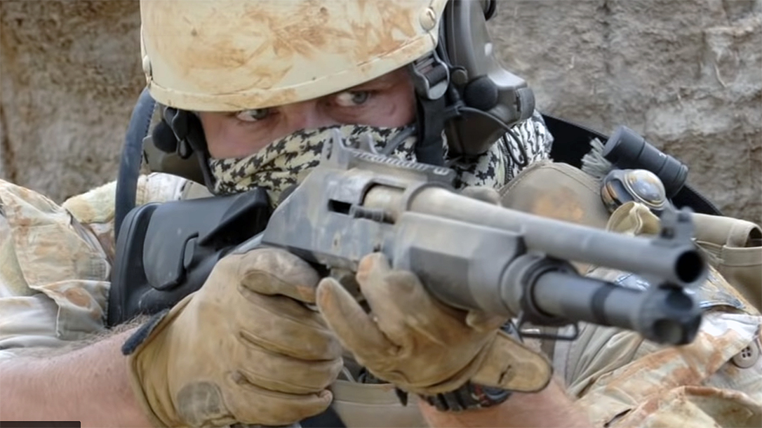 A British SAS operative took out the enemy with a Benelli M4.