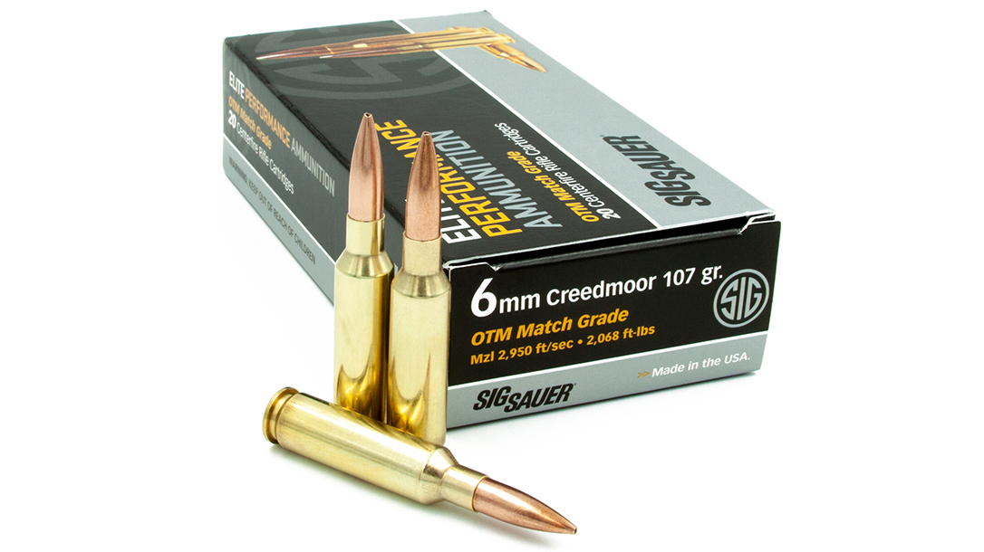 SIG's 107-grain 6mm Creedmoor Elite Match Ammunition serves long-range shooters.