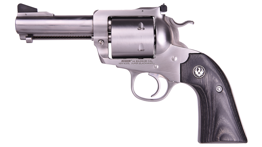 The Ruger Super Blackhawk in .44 Magnum is a big-bore sidearm for hunting or trail.