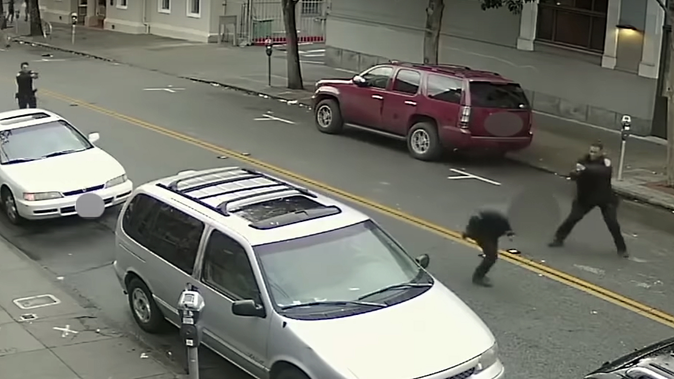 A suspect attacked SFPD officers with a bottle.