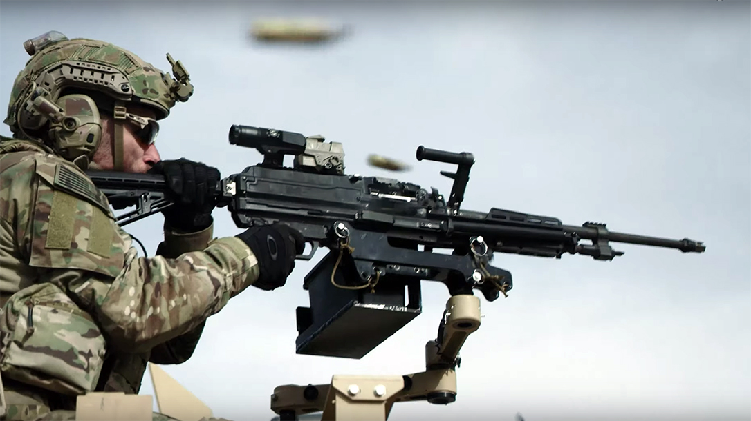 The SIG MG 338 fires 338 Norma Mag at 600 rounds per minute.