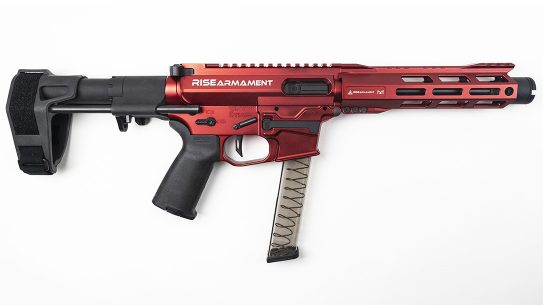 With a 7.5-inch barrel, though billed as a competition gun, the AR9 serves well for home defense.