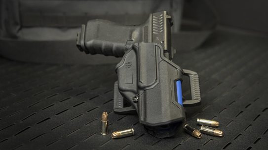 The limited edition Blackhawk T-Series holster features a thin blue line.