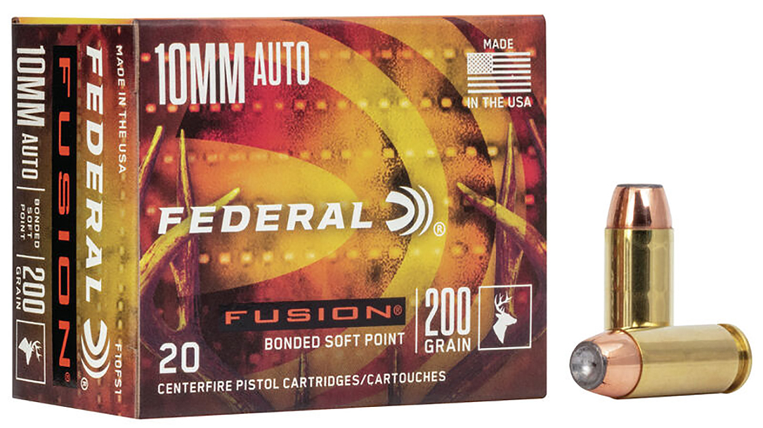 The. new Federal Fusion 10mm Auto ammo sends a 200-grain bullet at 1,200 fps.