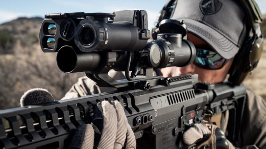 The Sector Optics G1T2 begins life as a traditional 1-8X riflescope.