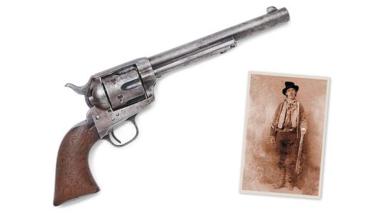 The gun that killed Billy the Kid with photo of Billy the Kid