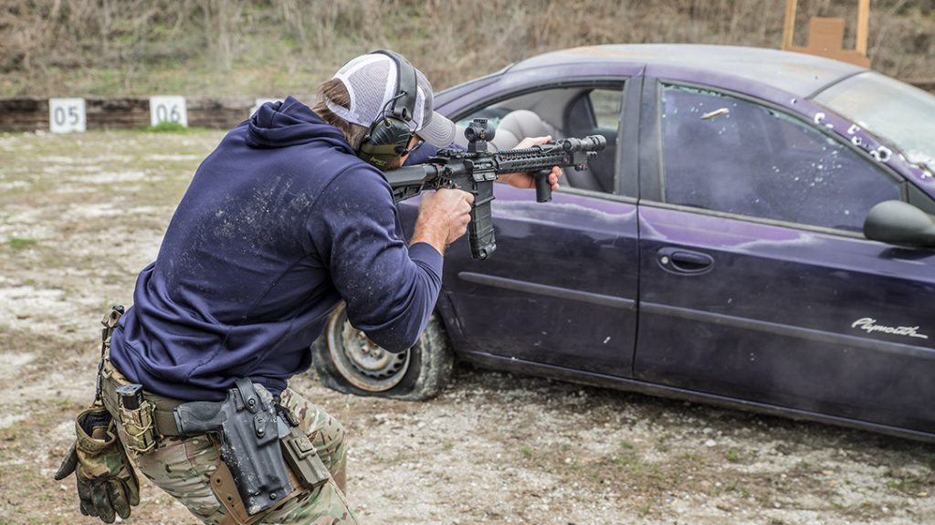 The vehicle cqb course goes through cover options.
