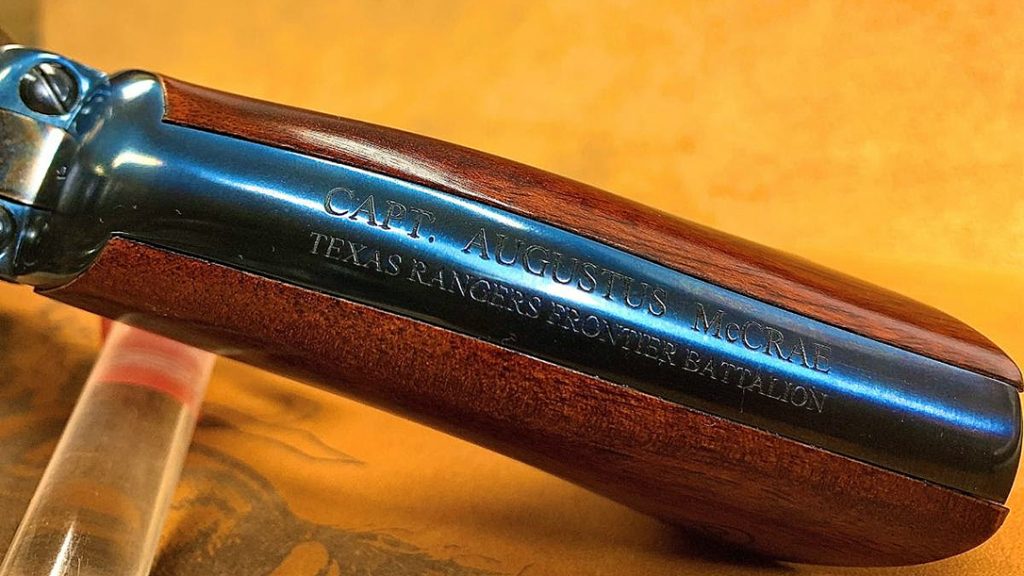 Engravings give the Cimarron Lonesome Dove Walker pistols great appeal. 