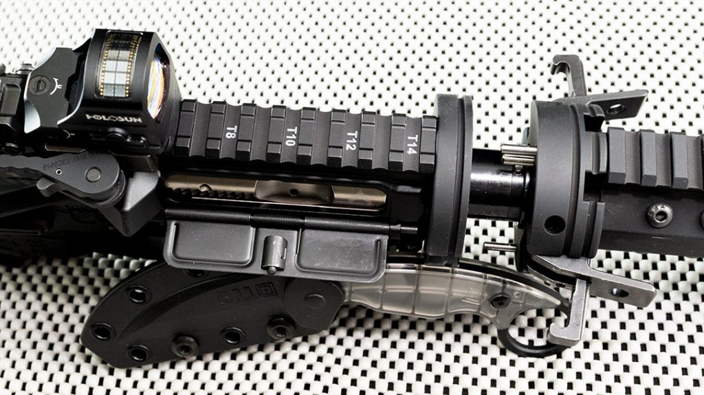 The Cry Havoc Quick Release Barrel makes this AR pistol build quick to disassemble and reassemble.