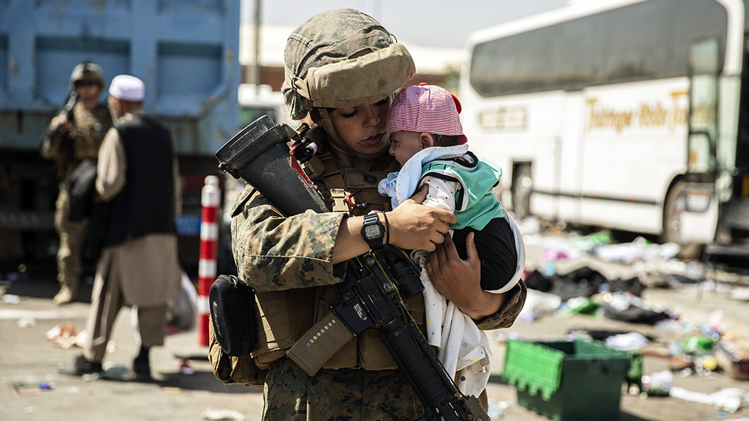U.S. Marines conduct evacuation operations in Afghanistan.