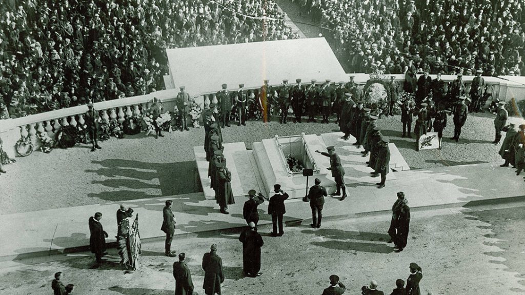 The dedication of the Tomb of the Unknown Soldier at Arlington National Cemetery in 1921 (U.S. Army Photo)