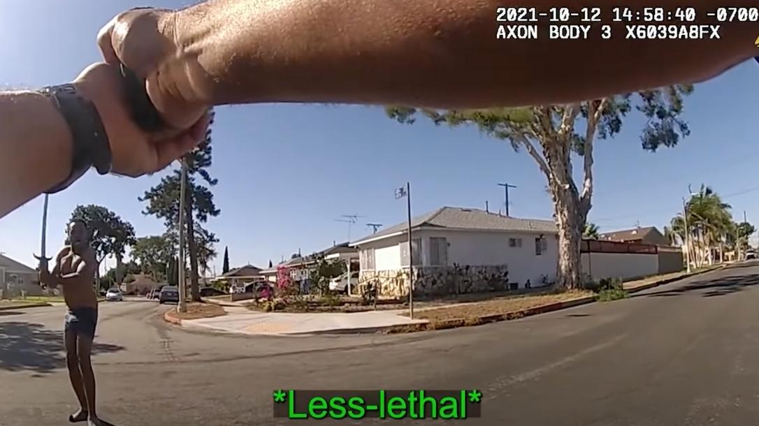 LAPD officers taser a naked man holding a sword in this body cam video