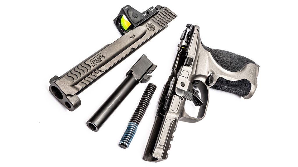 No tools are needed for the quick and easy disassembly of the Smith & Wesson M&P9 M2.0 Metal.
