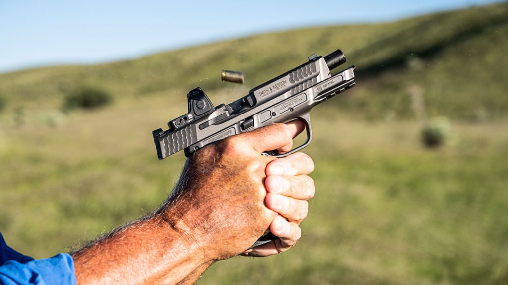 The new Metal M&P9 weighs about 18 percent more than its polymer counterpart, with the added heft aiding recoil control.