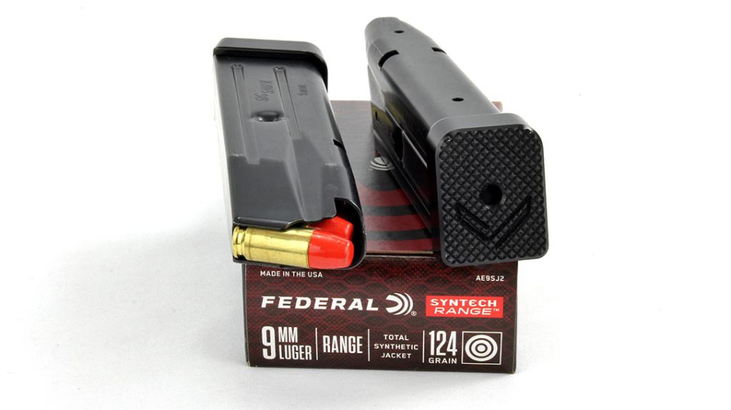 Several versions of Federal Syntech ammo were used during the range session. Each fed and fired without fail and produced excellent groups.