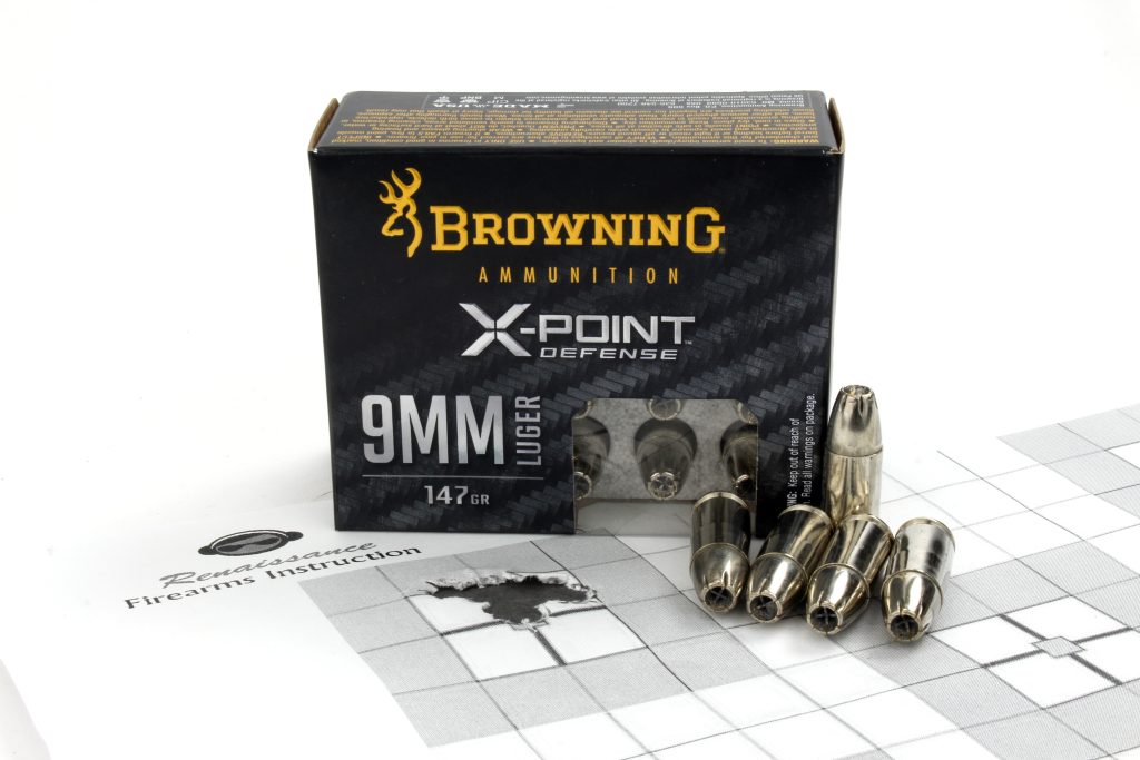Browning X-Point Defense loads a 147-grain defensive load in 9mm.