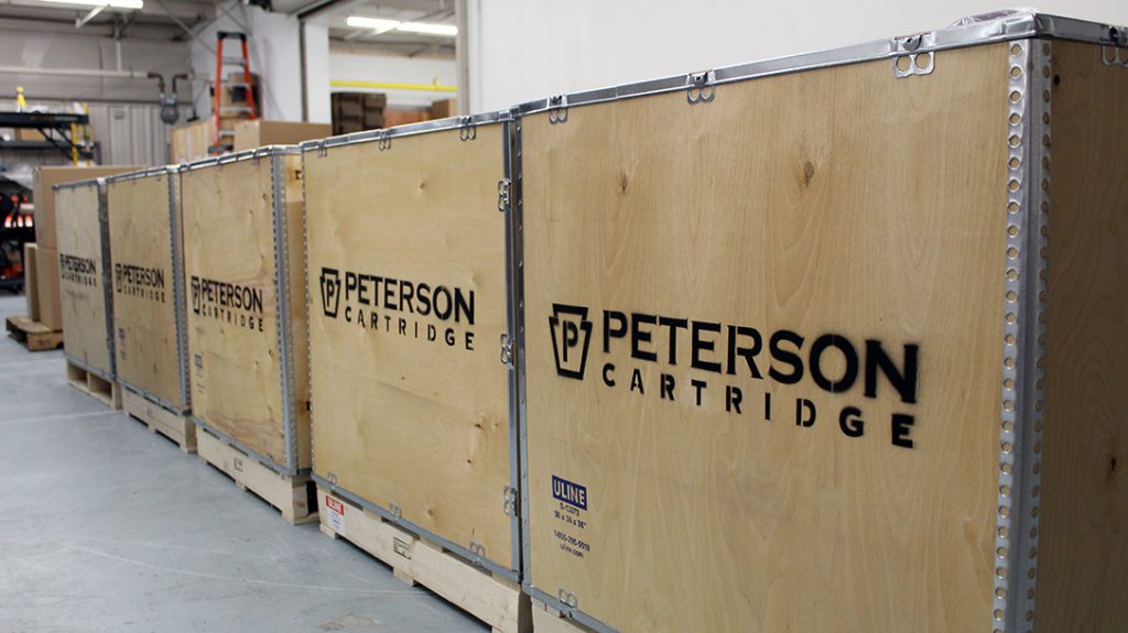 Peterson Branded shipping containers.