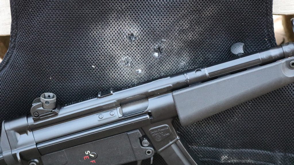 The author shot the BulletSafe VP3 with an MP5 on full auto.