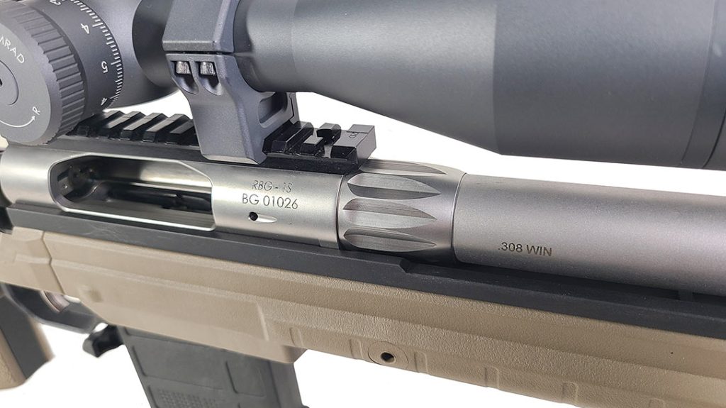 The rifle's receiver includes a 20-MOA aluminum Picatinny rail.