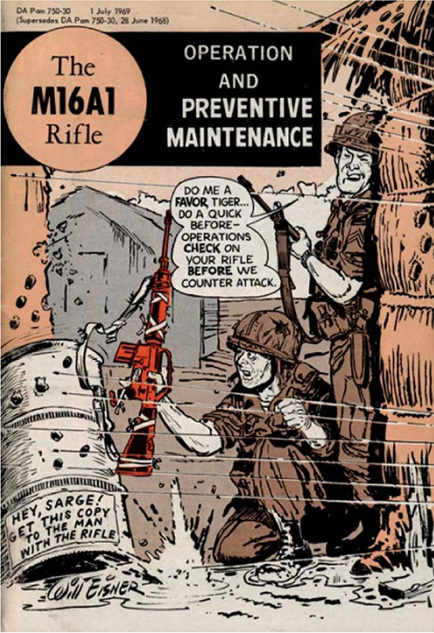 Cartoon on maintenance for the M16.