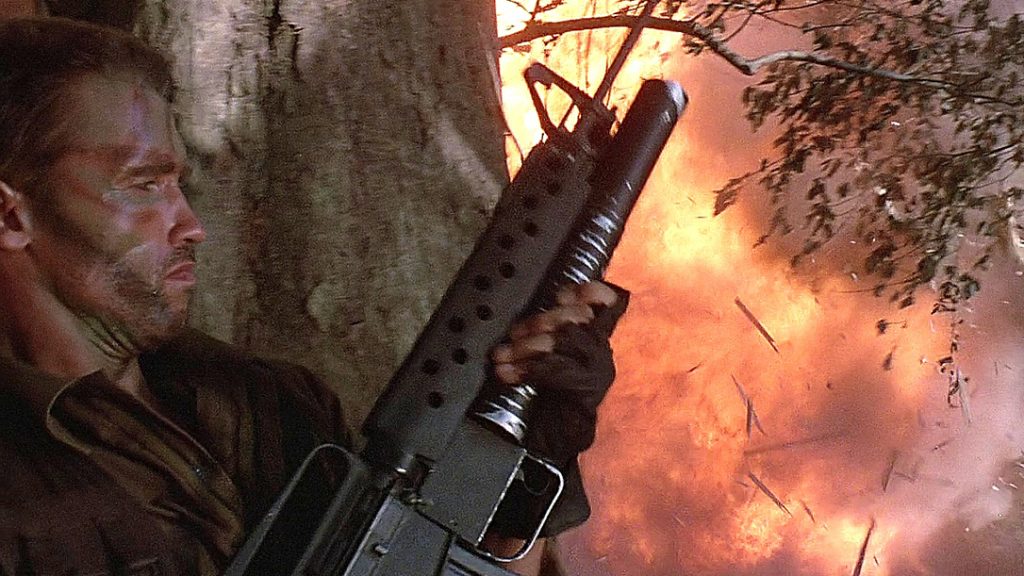The hero uses an M16 in the classic movie Predator.