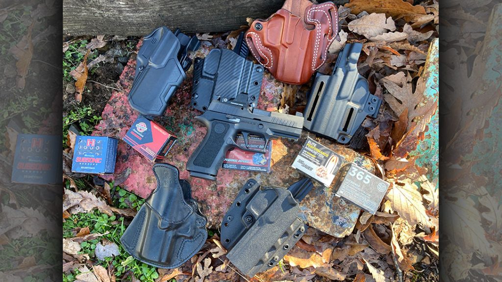 Range testing included DeSantis and Galco holsters to determine if the pistol was worthy of being considered for daily concealed carry duties.