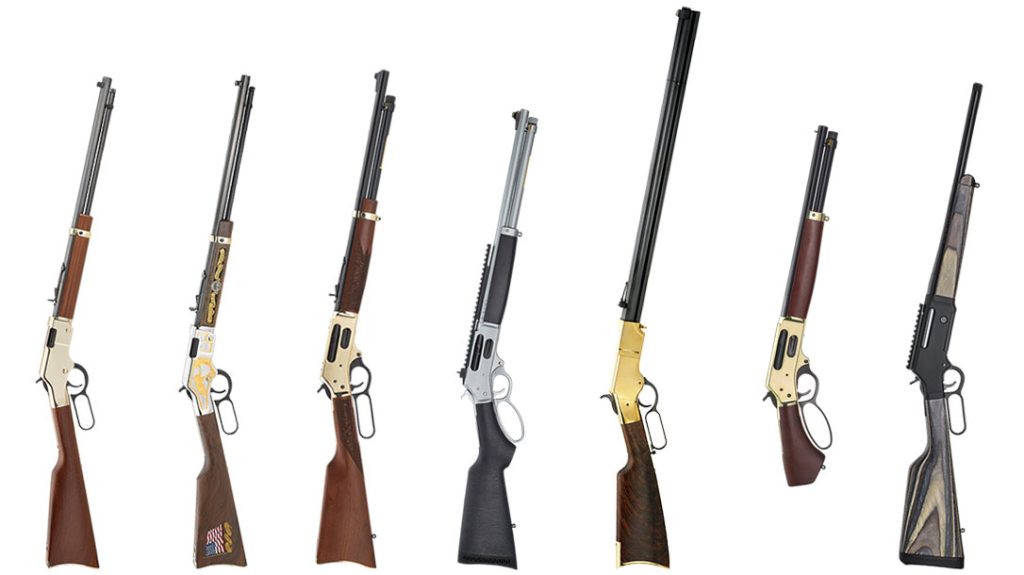 A line of lever-action rifles over the years.